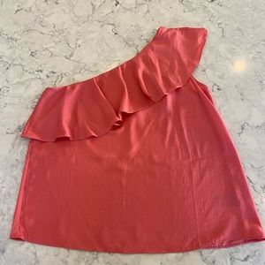Pink silk one shoulder top size L